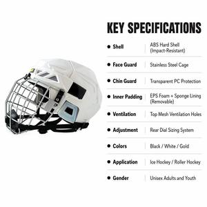<span class=keywords><strong>Casque</strong></span> <span class=keywords><strong>de</strong></span> hockey sur glace en gros, <span class=keywords><strong>casque</strong></span> <span class=keywords><strong>de</strong></span> patinage, coque ABS, grille en acier, mentonnière PC, rembourrage EPS, réglage arrière, unisexe - Product Image 6