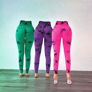 Women Urbrace High Waist Yoga Slim Ruched Butt Tie Dye Seamless Spandex/Nylon Elastic Scrunch <b>Push</b> Quick Drying Breathable Pants - Product Image 3