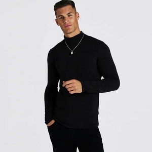 <span class=keywords><strong>Jersey</strong></span> de manga larga ajustada cuello alto rollo en negro/gris/<span class=keywords><strong>Blanco</strong></span>/gris oscuro los hombres camiseta - Product Image 5