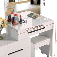 Coiffeuse moderne minimaliste en laque blanche avec miroir, tiroirs et tabouret – Meuble de chambre pour appartement