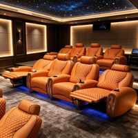 Maßgefertigtes Luxus-Heimkino-Sofa mit Vollständig Elektrischer Liegefunktion aus Echtem Leder VIP-Kinositzplätze für Villen und Kellerräume