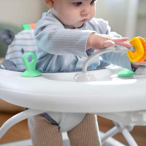 Trotteur pour bébé marcheur en chambray 3 hauteurs réglables cadre en plastique comprenant des jouets de 6M à 12M - Product Image 6