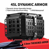 Coffre de moto à fixation rapide avec panneau latéral en grille MOLLE et cadre en alliage d'aluminium de 45 L