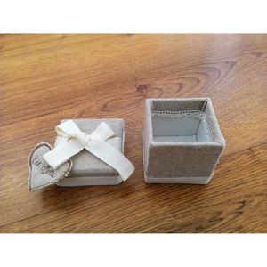 SQUARE DOVE GRAY <b>BOX</b> WITH EMBROIDERED HEART - Product Image 2