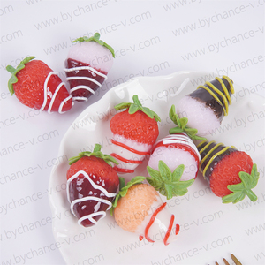 Décoration de fraises enrobées de chocolat artificielles, fruits artificiels réalistes pour la décoration de la table de la cuisine à la maison, ornements de bricolage - Product Image 4