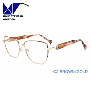 Lunettes de mode œil-de-<span class=keywords><strong>chat</strong></span> en métal sur mesure OEM, anti-lumière bleue, pour adultes unisexes, taille 54-17-145, par notre équipe de designers interne - Product Image 2