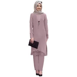 Женский костюм-абайя в мусульманском стиле на Средний Восток, платье с цветочным принтом, комплект из двух предметов, весенняя одежда