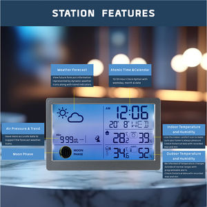 Grand affichage clair chiffres blanc rétro-éclairage Station météo horloge de Table numérique calendrier prévisions météo horloge - Product Image 3