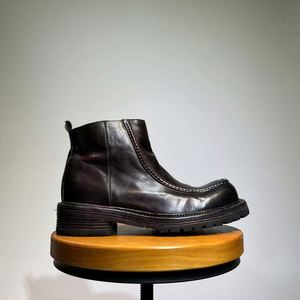 Bottes Chelsea pour hommes, mode britannique rétro, cuir véritable, semelles épaisses, mi-mollet, à enfiler, été, automne, hiver, chaussures de sécurité - Product Image 3