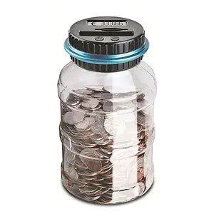 Alcancía de 1.5L con contador de monedas, caja de almacenamiento Electrónica Digital con LCD para moneda, ahorro de dinero, para EURO