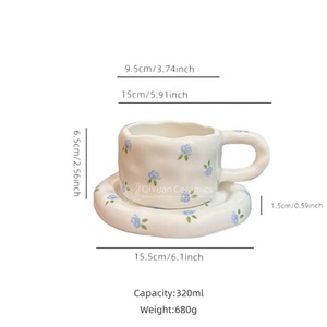 Tasse à café et soucoupe en céramique à texture pincée à la main de style nordique au design <span class=keywords><strong>original</strong></span> - Product Image 5