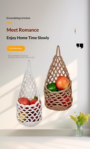 Panier de rangement suspendu <span class=keywords><strong>en</strong></span> maille tissée à la main de style bohème pour la maison, la cuisine, les fruits et les légumes - Product Image 5