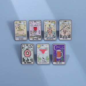 7 gaya bros makanan Tarot Pin kustom kopi merah anggur donat kerah Pizza Pin Enamel lembut - Product Image 3