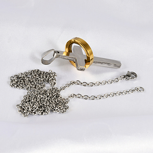 Kalung salib dari baja tahan karat liontin emas untuk pria dan wanita perhiasan kalung kepribadian Cross Street hadiah ulang tahun harian - Product Image 3