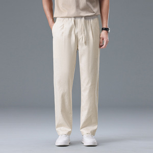 <span class=keywords><strong>Pantaloni</strong></span> Casual da <span class=keywords><strong>Uomo</strong></span> in Lyocell e <span class=keywords><strong>Lino</strong></span> di Alta Gamma, Leggeri Estivi, Traspiranti, Versatili, Stile Old Money, da Pendolare, a Gamba Dritta - Product Image 2