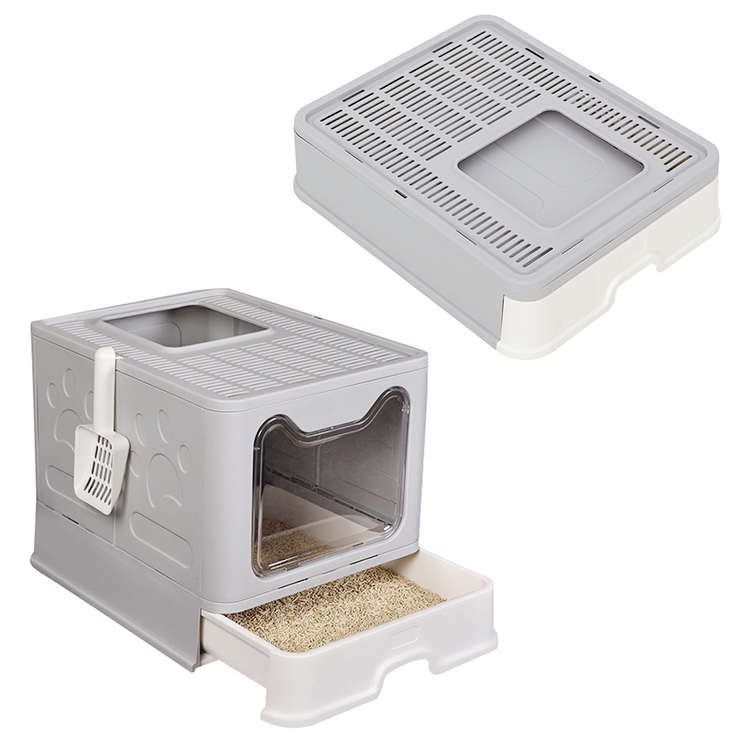 Boîte à litière multicolore pour chat, grand espace, pliable, articles de haute qualité, pour animaux de compagnie, offre spéciale