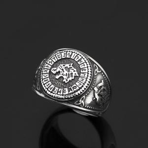 HJY002 Trade Assurance 2019 New Design Viking Vintage Wolf Head Ring Titanium Steel Retro <strong>Pagan</strong> Ring Religious Men's <strong>Jewelry</strong> - Product Image 4
