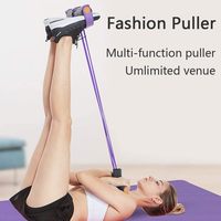 Cuerda elástica de látex para abdominales con pedal y banda de resistencia mecánica para ejercicio (4 tubos)