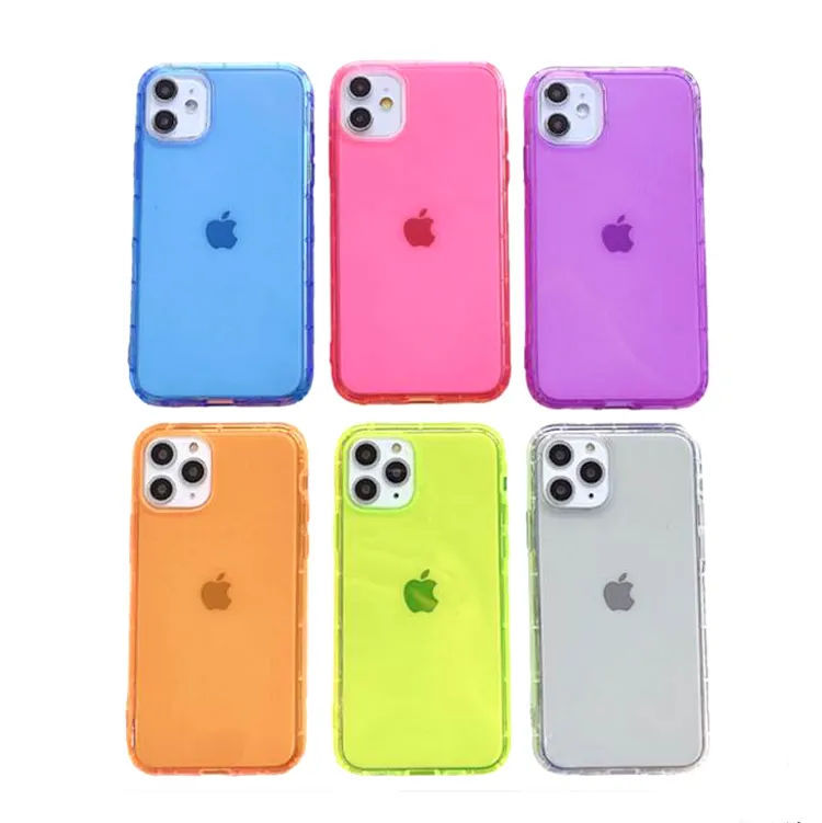 Qian Du_Shockproof Fluorescerend Groen Tpu Telefoon Case Voor Iphone 11 Air Tassen Cover Voor Iphone Se 11 Pro Max X xs Max Xr