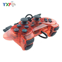 Manette de jeu noire transparente en ABS avec moteur de vibration, gyroscope six axes, câble de 1,8 m pour PS2