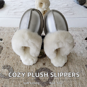 Chaussons en suède coloré et pelucheux pour hommes et femmes, semelle épaisse antidérapante, confortables pour l'hiver, usage domestique, en TPR, fourrure douce, pour couple - Product Image 2