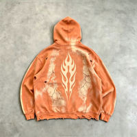 Sweat à capuche surdimensionné pour homme, en coton épais de haute qualité, style streetwear, avec logo personnalisé, effet déchiré vintage Y2K, lavage à l'acide, épaules tombantes, impression DTG
