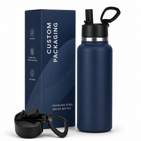 Bouteille d'eau isotherme en acier inoxydable à large ouverture avec couvercle à paille, personnalisable avec logo, 12oz 18oz 32oz 40oz, bouteille sous vide