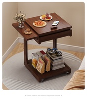 Table basse mobile moderne et simple en bois, meuble d'appoint de luxe pour salon, table de chevet, étagère de rangement multifonctionnelle pour chambre à coucher