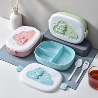 Lonchera Rectangular Apta para Microondas, Linda Lonchera de Plástico PP Aislada, Hermética y Ecológica para Niños para la Escuela