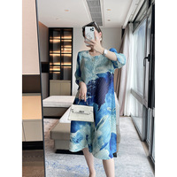 Robe portefeuille féminine à imprimé à rayures Style moyen long élégant tempérament mondain en STOCK Support expédition en 7 jours