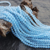 Perles rondes en aquamarine bleu ciel, pierres naturelles polies, accessoires de perlage DIY, nouveautés, vente directe d'usine