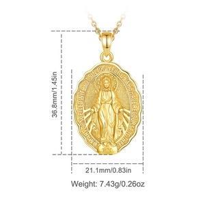 Joyería Católica Espiritual al <span class=keywords><strong>por</strong></span> Mayor, Medalla Religiosa, Amuleto de <span class=keywords><strong>Plata</strong></span> de Ley 925, Chapado en Oro de 18K, Colgante de la Virgen María para Mujer - Product Image 2