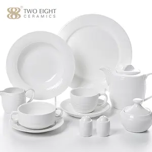Piatti bianchi in ceramica piatti per la cena, ristorante piatto fornito economico set da pranzo in porcellana britannica stoviglie per Hotel