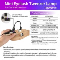 Lampe UV pour cils 405nm blanche à fixation pince, système d'extension de cils à colle UV, mini lampe LED UV flexible à col de cygne pour extension de cils