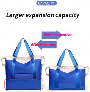 10pcs Custom Logo Large <b>Waterproof</b> Gym Duffel Bag Sports Fitness Luggage Tote Bag Women Expand Oxford Travel Bag - Product Image 2