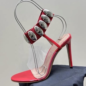 Women Metal Ankles Straps Sandals PVC Upper <b>Shoes</b> High Thin Heels Comfortable Summer Dress Pumps - Product Image 4