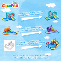 Château gonflable pour tout-petits Cocofish, pour l'intérieur et l'extérieur, jouet gonflable pour enfants, mini château gonflable, thème requin, avec souffleur