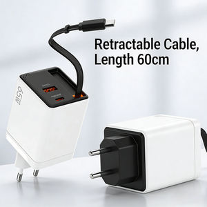 Cargador de Pared USB C de Carga Rápida Retráctil GaN de 65 W PD QC3.0 con Cable Tipo C - Product Image 3