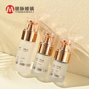 Flat Shoulder Cylinder 1oz 10ml 15ml 30ml Empty Frosted Glass Packaging Bottle Liquid Foundation Lotion Bottle With Custom Logo