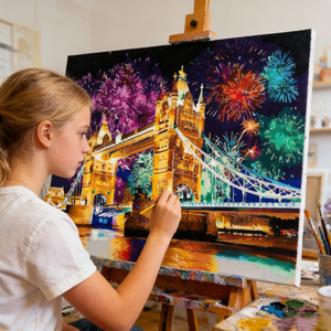 Pintura en Lienzo DIY, Paisaje Urbano, Lugares Emblemáticos, Edificios Famosos, 40*50cm, Pintura por Números con Marco para Adultos, Decoración de Pared para Hogar u Oficina - Product Image 1