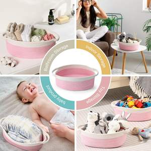 <span class=keywords><strong>Panier</strong></span> cadeau vide de Pâques parfait petite étagère ovale organisateur paniers de rangement en corde de coton pour chambre d'enfant avec décor à <span class=keywords><strong>pompon</strong></span> - Product Image 4