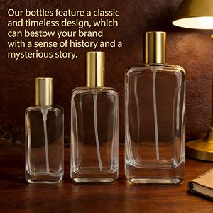 Perfume <span class=keywords><strong>de</strong></span> Vidrio Transparente con Bomba <span class=keywords><strong>de</strong></span> Pulverización, Diseño Moderno y Lujoso, Estampado Dorado, Serigrafiado, 30ml 50ml 100ml, Superventas - Product Image 4