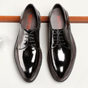 Latest Men's Breathable Leather <b>Shoes</b> <b>Height</b> <b>Increasing</b> Glossy Black Business Formal Trendy Autumn Waterproof Anti-Slip <b>Shoes</b> - Product Image 5