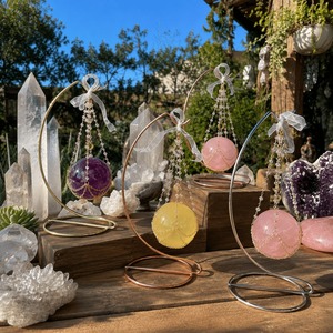 Metal <b>Crystal</b> Ball <b>Stand</b> Hanging Sphere Holder for Healing <b>Crystal</b> Glass Ball Display Rack Moon Shape Decorative Base for Medita - Product Image 3