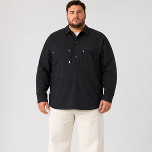 Herenshirt, tactisch, functioneel, lange mouwen, knoopsluiting, effen, casual, grote maten, plus size, oversized, relaxed fit, 6XL, 7XL - Product Image 3