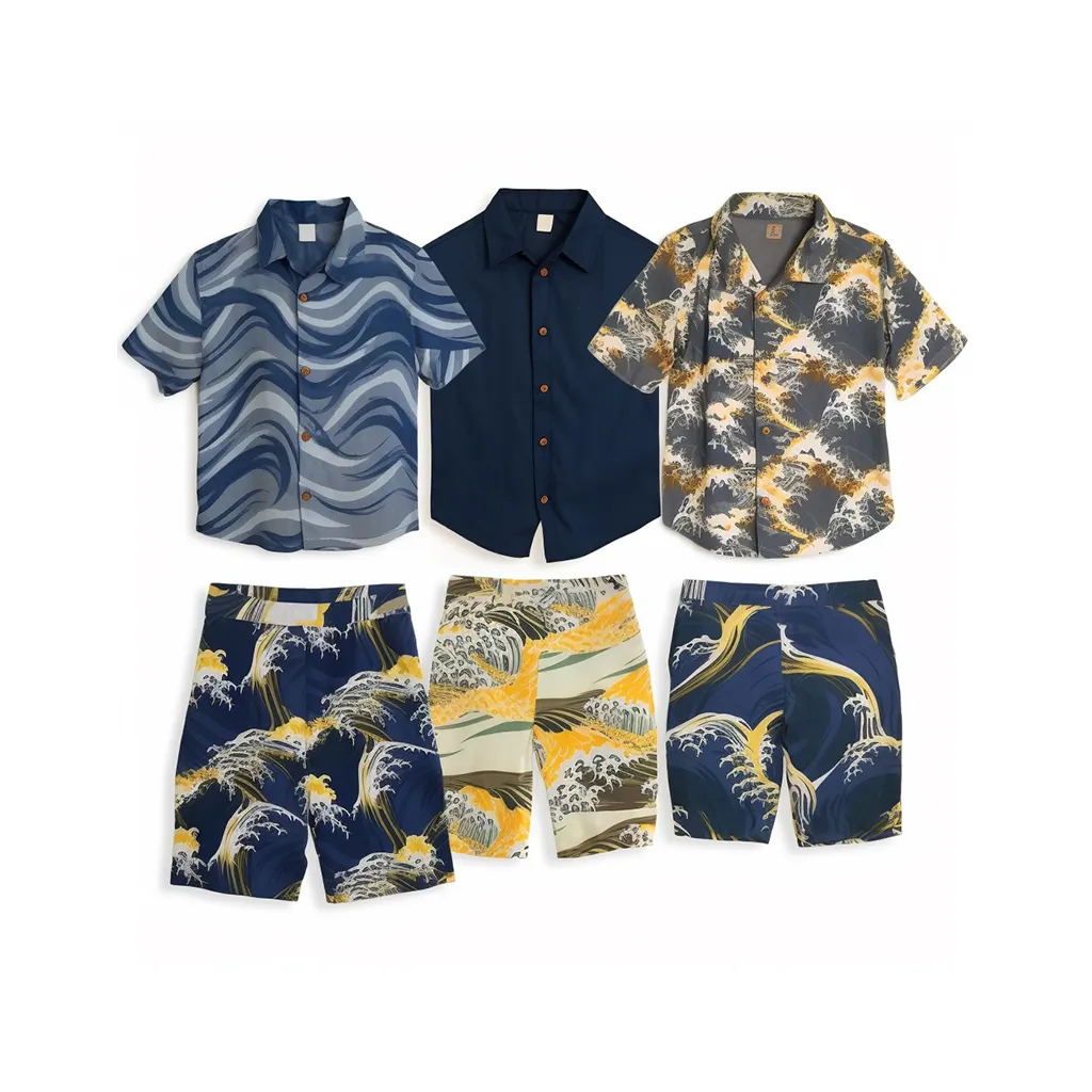 2023 Men's Flower Shirt Hawaiian Sets Hot Sale Hawaiian Creations T-Shirt Sublimation Printed Men Hawaiian Beach Shirts