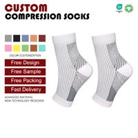 Chaussettes de compression pour sports d'été pour hommes et femmes, nylon durable et respirant, sans orteils, avec logo en bas