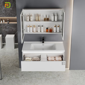 Muebles de Baño Modernos y Sencillos de Acero Inoxidable, Gabinete de Baño Impermeable, Mueble de Baño Flotante con Lavabo - Product Image 4