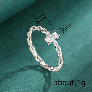 Bague en cristal T0335, argent 925, sertie de griffes, alliance de fiançailles pour femme - Product Image 4