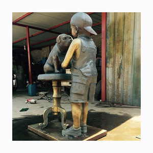 Escultura <span class=keywords><strong>de</strong></span> Bronce <span class=keywords><strong>de</strong></span> Tamaño Real Personalizada para Decoración <span class=keywords><strong>de</strong></span> Jardín, Hogar, <span class=keywords><strong>Ciudad</strong></span> o Parque, con Figura <span class=keywords><strong>de</strong></span> Niño y Buzón - Product Image 1